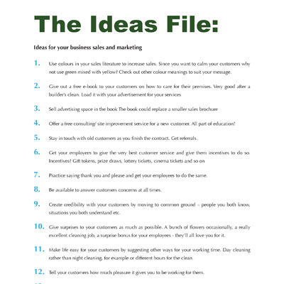 Comprehensive Ideas list